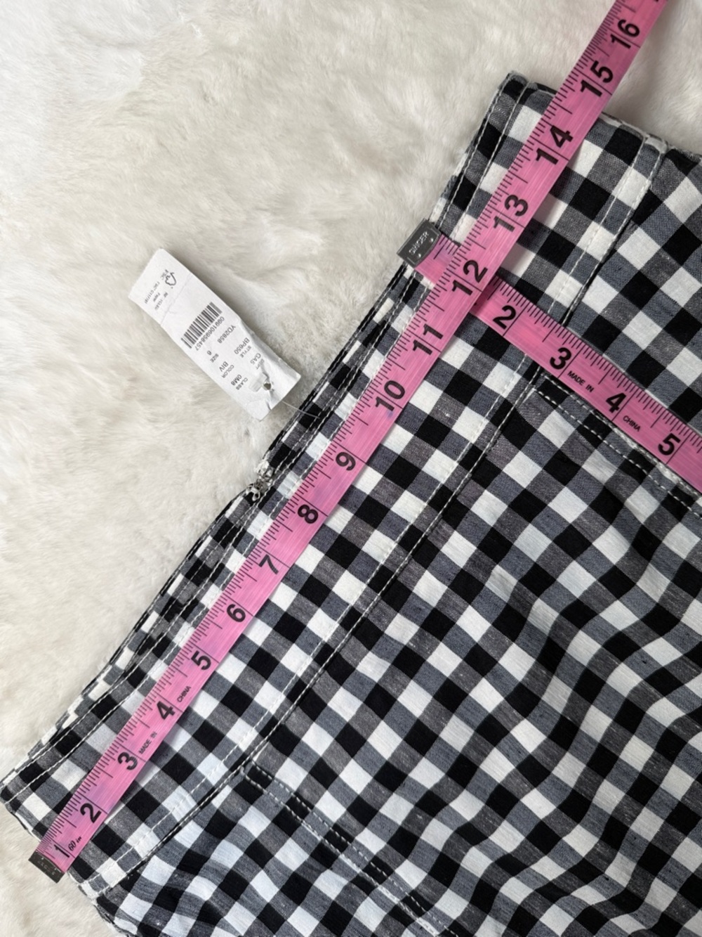 J Crew No 2 Linen Stretch Gingham Check Pencil Skirt 6 Black White Classic NEW - Picture 10 of 17